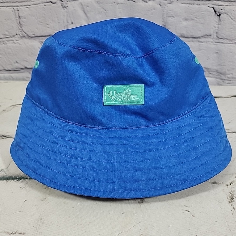 UV Skinz Toddler Bucket Hat Sz‎ 2T-5T Blue Reversible Hawaiian Floral Sun Cap